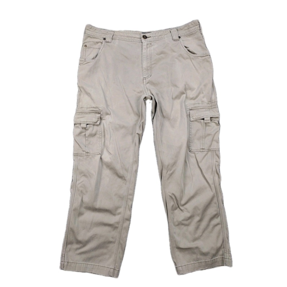 Cabelas Pants Mens 38x32 Beige Cotton Canvas Cargo Utility Hike Work Jean